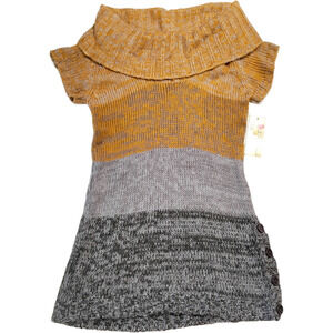 Derek Heart Junior's Size Large Y2K Tunic Cable Knit‎ Cowl Neck Sweater